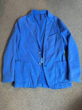 NEW PATRICK ASSARAF men's cotton long sleeves sport coat in ocean
